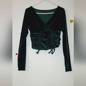 Almost famous green velvet crop top